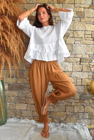 Sundaze Cheesecloth Bloomer Pant Hazelnut